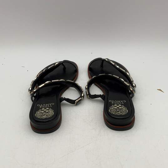Vince Camuto Womens Black Gold Leather Double Strap Slip-On Sandals Size 9 image number 4