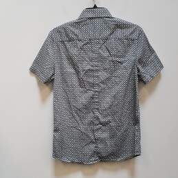 Mens Black White Collared Short Sleeve Button-Up Shirt Size Small alternative image
