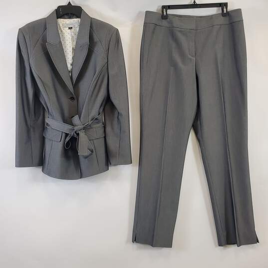 Tahari Women Grey 2PC Pant Suit Sz 16 image number 1