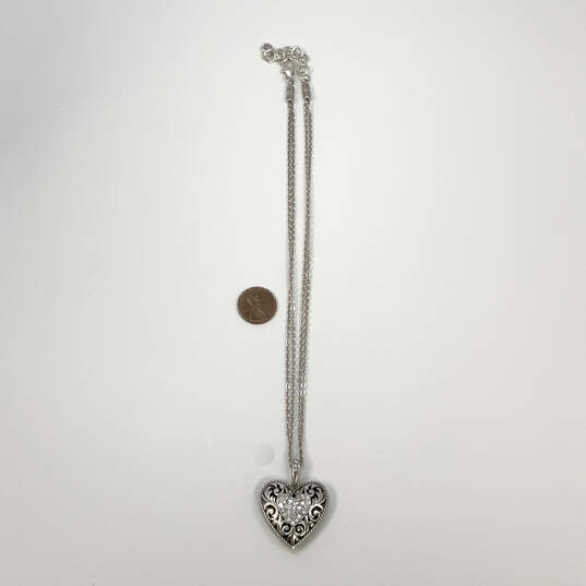 Designer Brighton Silver-Tone Heart Pendant Lobster Clasp Chain Necklace image number 3