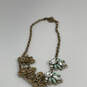 Designer J. Crew Gold-Tone Chain Clear Crystal Cut Stone Statement Necklace image number 2