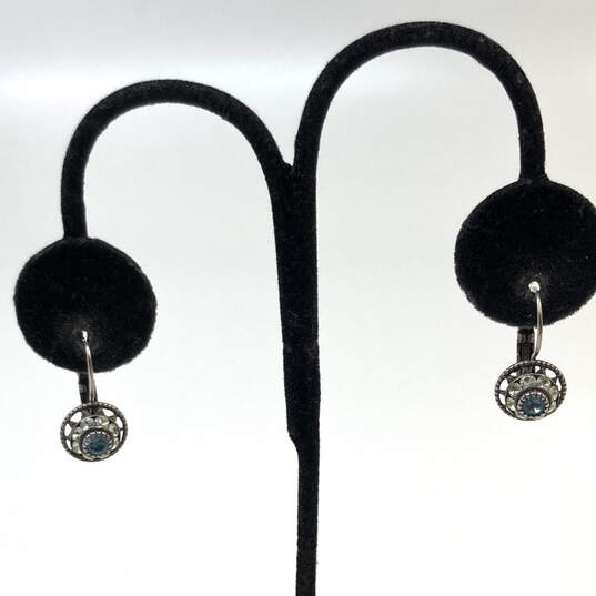 Designer Liz Palacios Silver-Tone Crystal Stone Lever lock Drop Earrings image number 3