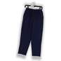 Womens Navy Blue Solid Elastic Waist Tapered Capri Knee Pant Size12 Petite image number 1