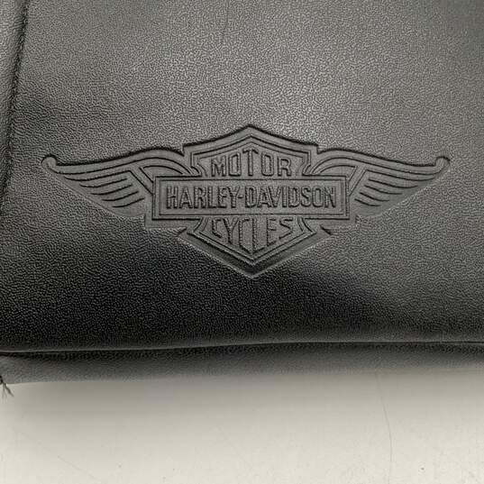 Harley Davidson Mens Black Leather Adjustable Side Zip Riding Gloves Size XL image number 4