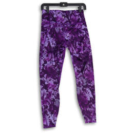 Womens Purple Floral Elastic Waist Pull-On Compression Leggings Size Small alternative image