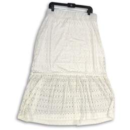 NWT Womens White Argyle Lace Elastic Waist Pull-On Maxi Skirt Size Large alternative image