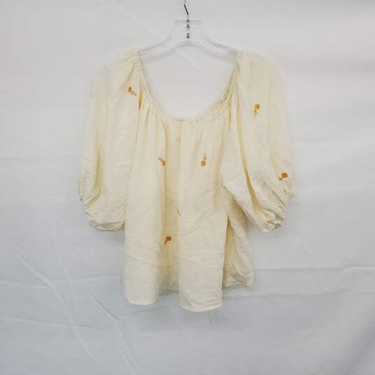 By Together Linen Cotton Blend Light Yellow Peasant Blouse WM Size M NWT image number 2