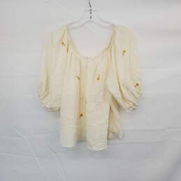 By Together Linen Cotton Blend Light Yellow Peasant Blouse WM Size M NWT alternative image