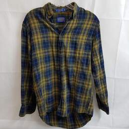 Vintage Plaid Pendleton Blue/Yellow Long Sleeved Flannel Button Up Shirt Size S