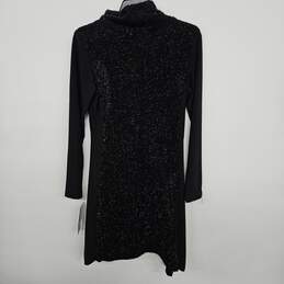 Black Glitter Soft Ribbed Long Sleeve Dress alternative image