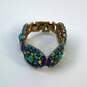 Designer Stella & Dot Gold-Tone Turquoise Blue Rhinestone Bangle Bracelet image number 2