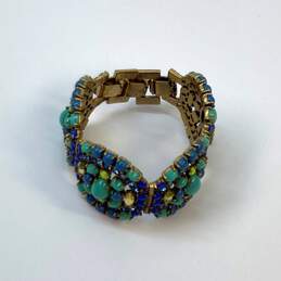 Designer Stella & Dot Gold-Tone Turquoise Blue Rhinestone Bangle Bracelet alternative image