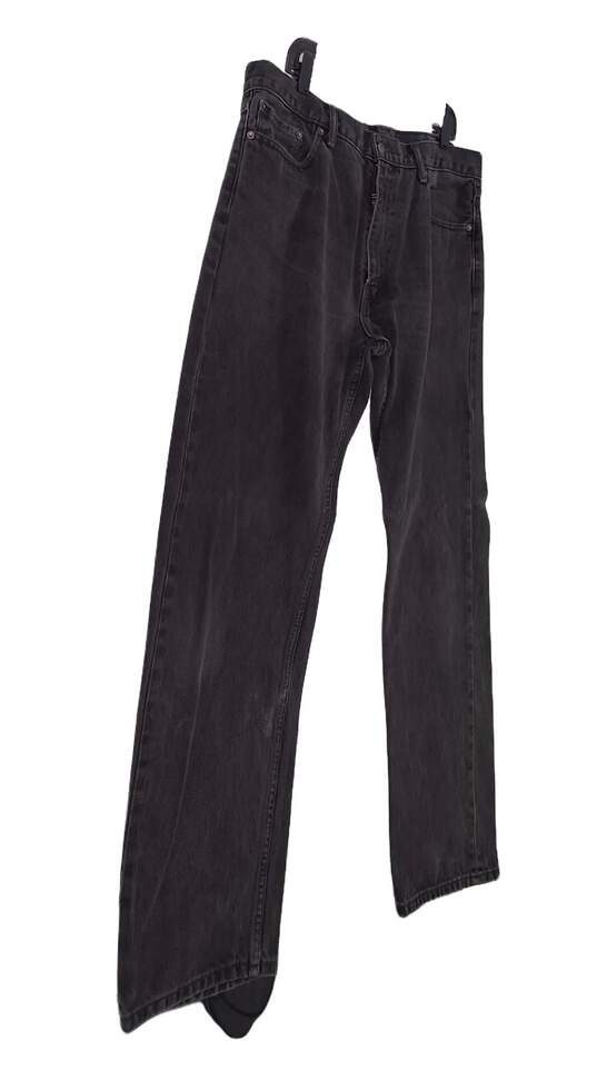 Mens Black Stretch Dark Wash Pockets Straight Leg Denim Jeans 40X34 image number 3