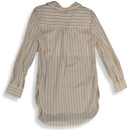 NWT Womens Tan White Striped Spread Collar Tunic Blouse Top Size Small alternative image