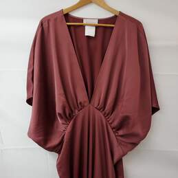 BHLDN Anthropologie Leia Flutter Sleeve Satin A-Line Gown Maxi Dress 24W