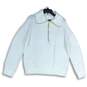 NWT Talbots Womens White Knitted Spread Collar 1/2 Zip Pullover Sweater Size XL image number 1