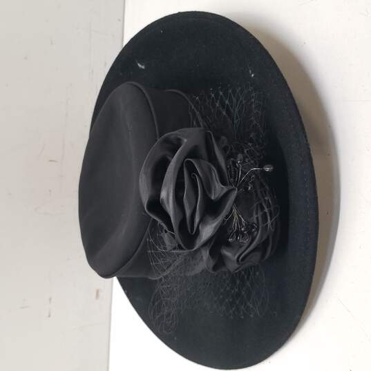August Accessories Fine Millinery Collection Floral Black Hat image number 2