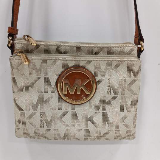 Michael Kors Brown And Cream Colored Crossbody Bag/Purse image number 2