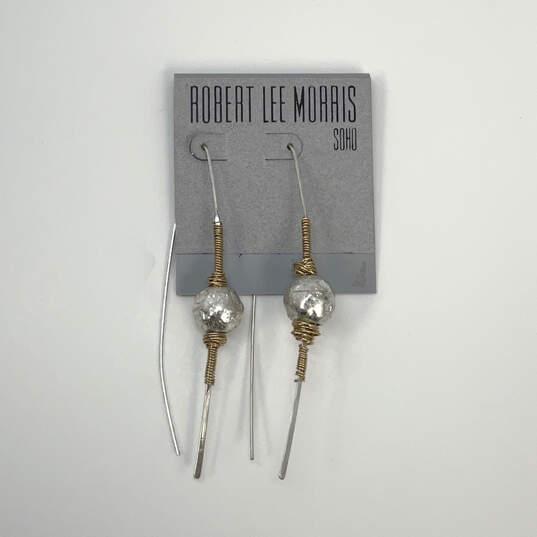 Designer Robert Lee Morris Silver-Tone Beaded Dangle Drop Earrings image number 2