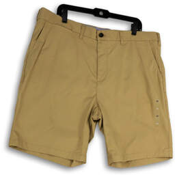 NWT Mens Tan Flat Front Slash Pockets Stretch Chino Shorts Size 40x9