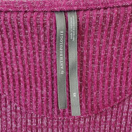 Anthropologie Ribbed Lace Sleeve Magenta Sweater Size XS image number 3