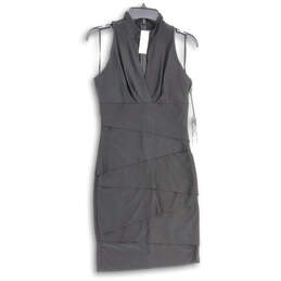 NWT Womens Black Sleeveless Back Zip Tiered Ruffle Sheath Dress Size Size 8