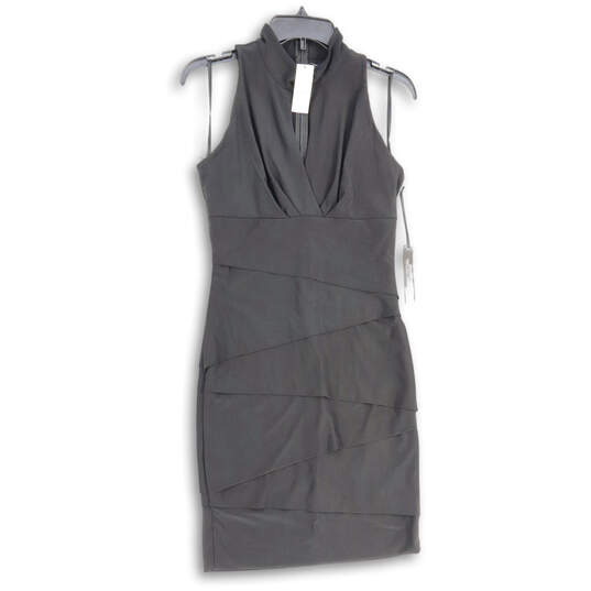 NWT Womens Black Sleeveless Back Zip Tiered Ruffle Sheath Dress Size Size 8 image number 1