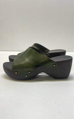 Robert Clergerie Leather Platform Mule Sandals Olive Green 10 alternative image