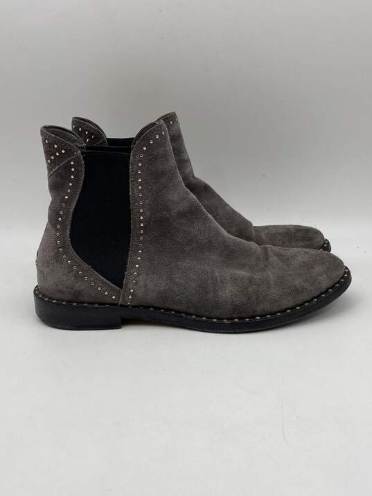 Authentic Womens Gray Suede Studded Pull On Ankle Chelsea Boots Size 37.5 image number 4