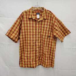 Patagonia MN's Puckerware Red & Yellow Plaid Short Sleeve Shirt Size L