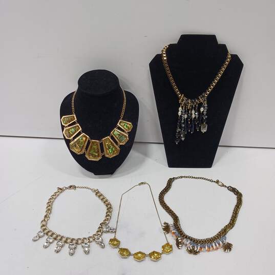 Colorful & Gold Tones Costume Jewelry Collection Assorted 5pc Lot image number 1