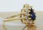 14K Yellow Gold Sapphire & Cubic Zirconia Ring 4.4g image number 3