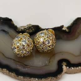 Designer Kate Spade Gold-Tone Cubic Zirconia Ball Shape Stud Earrings
