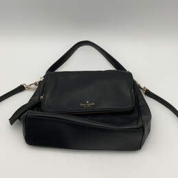 Womens Black Leather Tassel Outer Pockets Adjustable Strap Crossbody Bag
