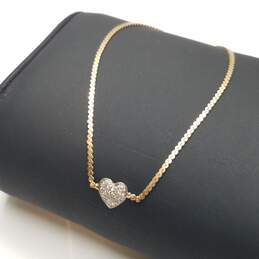 14k Gold Two Tone Melee Diamond Heart Bracelet 1.5g alternative image