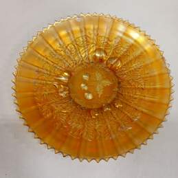 2 Vintage Orange Amber Carnival Glass Serving Plates alternative image