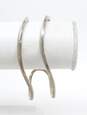 Taxco 925 Open Weave Cuff Bracelet & Hoop Earrings 32.8g image number 3
