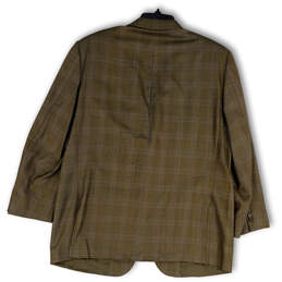 Mens Brown Plaid Long Sleeve Notch Lapel Two-Button Blazer Size 56R alternative image