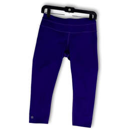 Womens Blue Flat Front Elastic Waist Pull-On Activewear Capri Leggings Size S