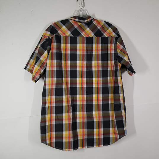 Mens Plaid Collared Short Sleeve Chest Pocket Button-Up Shirt Size X-Large image number 2