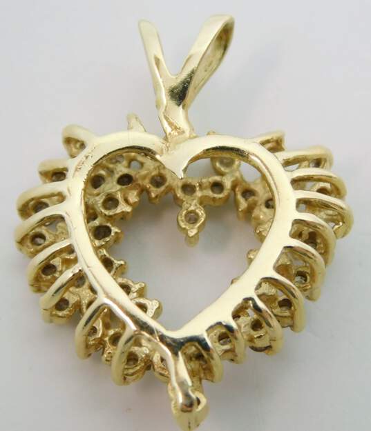 14K Yellow Gold 0.98 CTTW Diamond Cluster Heart Pendant- For Repair 4.8g image number 5