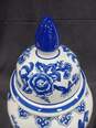 Blue/White Ceramic Glazed Chinoiserie Outdoor Ginger Jar with Lid image number 3