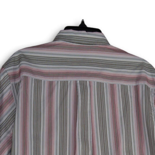 NWT Mens Pink Gray Striped Spread Collar Long Sleeve Button-Up Shirt Size M image number 4