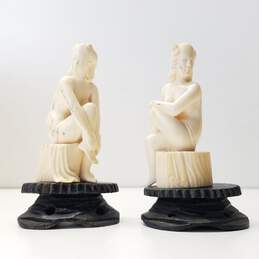 2 Oriental Miniature Statures  Hand Crafted  Figurines