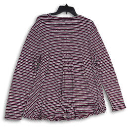 NWT Womens Purple Striped Knitted Round Neck Pullover Sweater Size 18/20AC alternative image