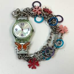 Designer Swatch Silver-Tone Round Analog Chain Strap Fashionable Watch alternative image