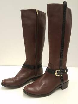 Vince Camuto Vincina Brown Leather Zip Tall Knee Riding Boots Women's Size 9 M