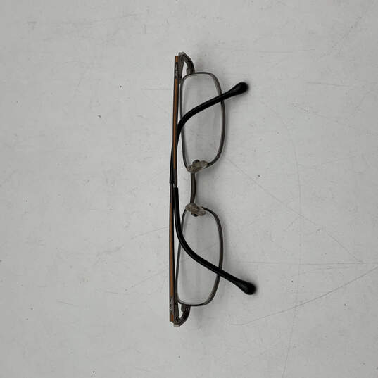 Mens Black Brown Frame Titanium Full Rim Rectangular Eyeglasses With Case image number 2