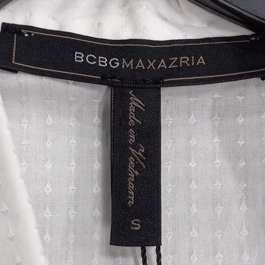 BCBG Maxazria Women's White Long Collar Puff Sleeve Shirt Size S NWT image number 3