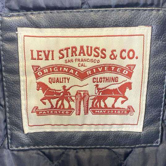 Levi's Black Faux Leather Jacket - Size Medium image number 3